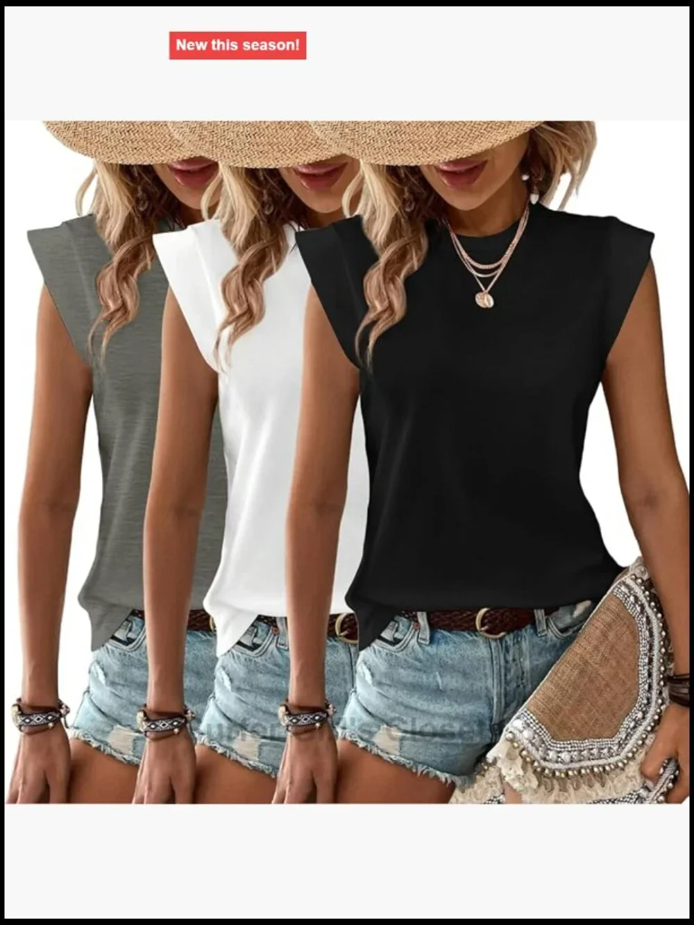 3-Pack Women's Cap Sleeve Tank Tops Casual Summer Spring Loose Fit Tees
